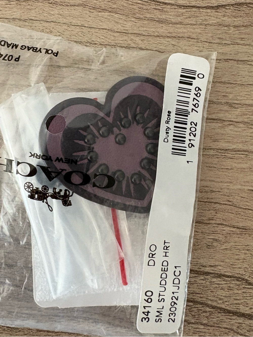 Coach small studded heart bag charm bag studd leather NWT